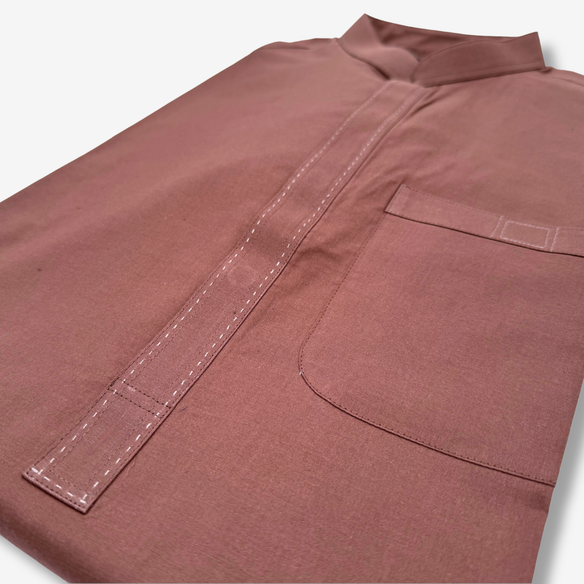 Men's Rust Brown Cotton Kurta - 551005