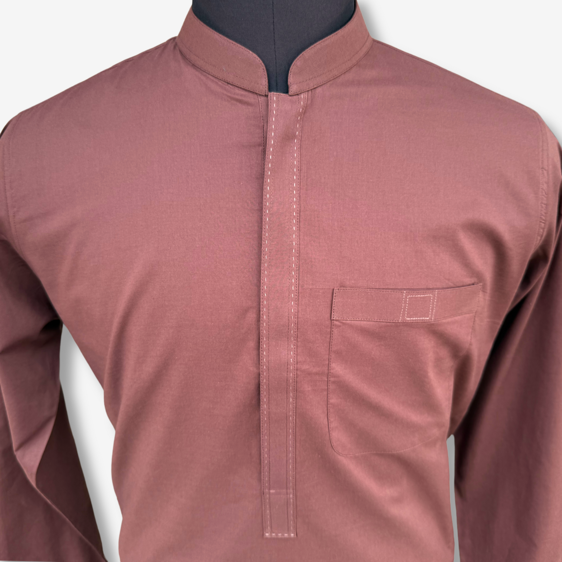 Men's Rust Brown Cotton Kurta - 551005