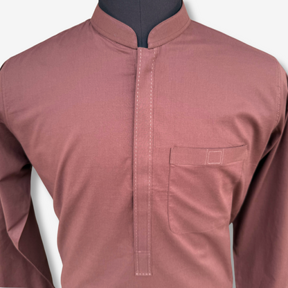 Men's Rust Brown Cotton Kurta - 551005