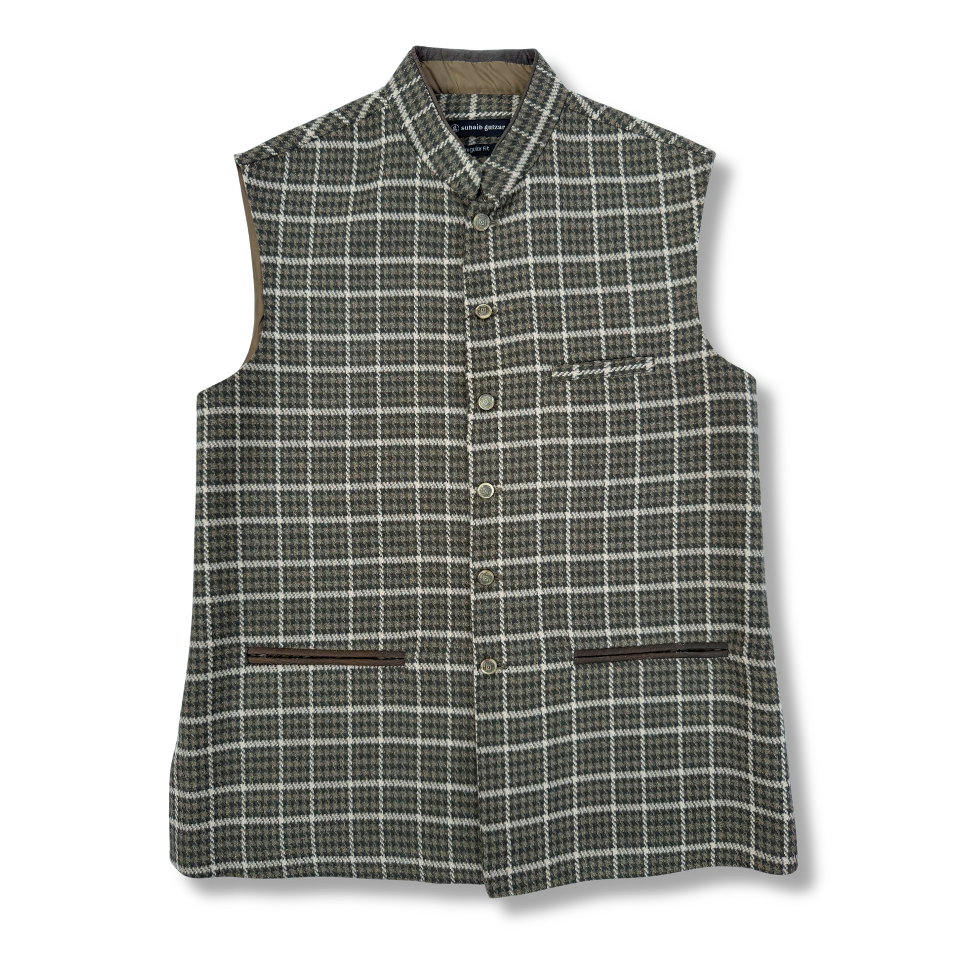 Men's Sage Green Wool Touch Waistcoat - 226002