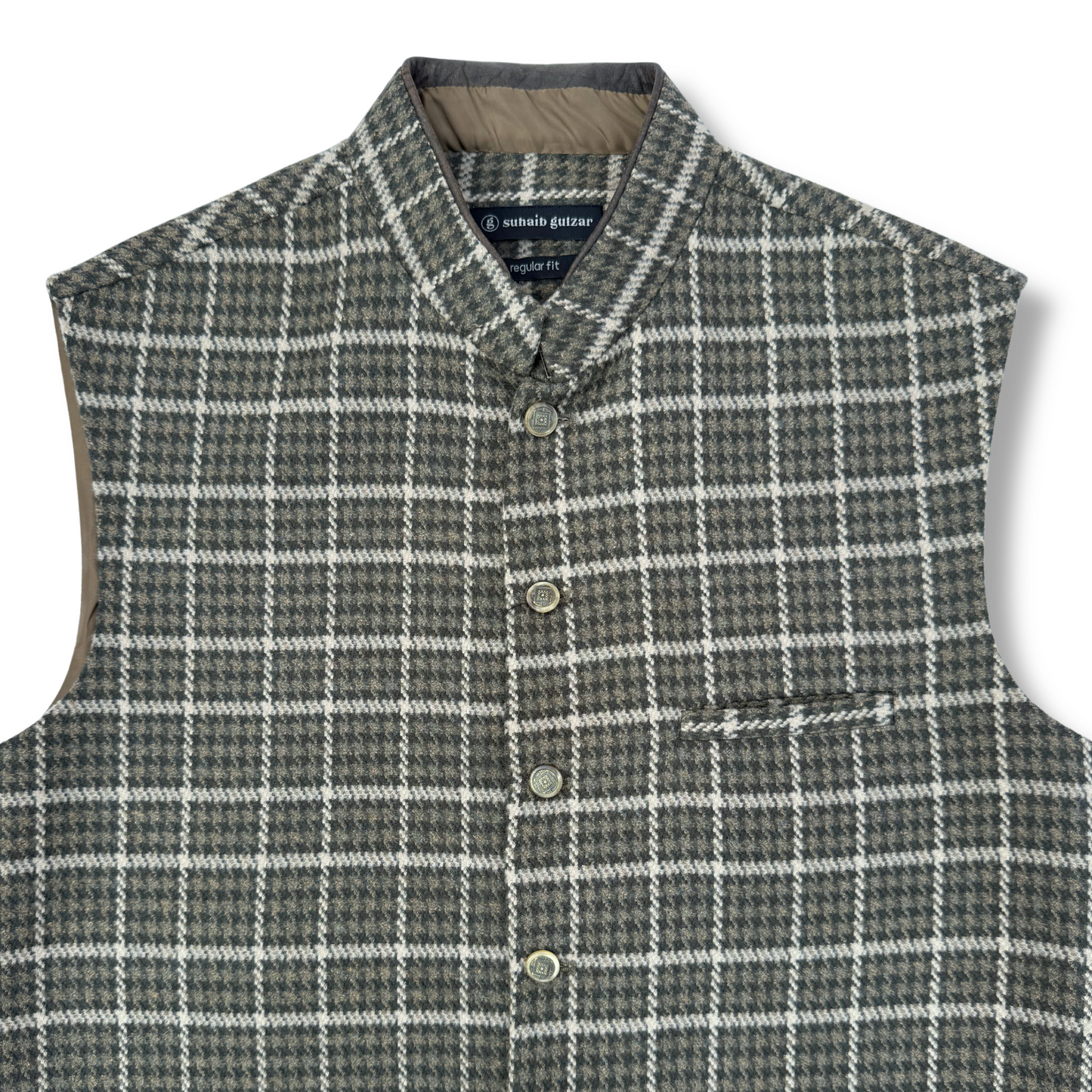 Men's Sage Green Wool Touch Waistcoat - 226002