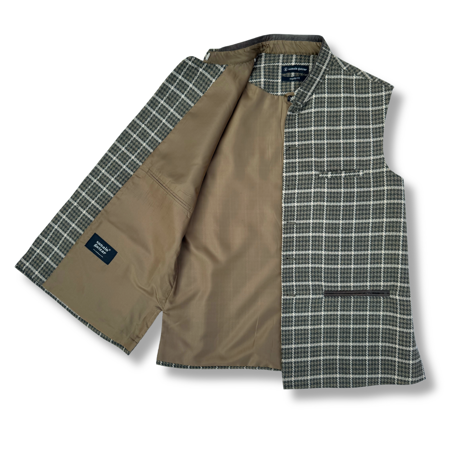 Men's Sage Green Wool Touch Waistcoat - 226002