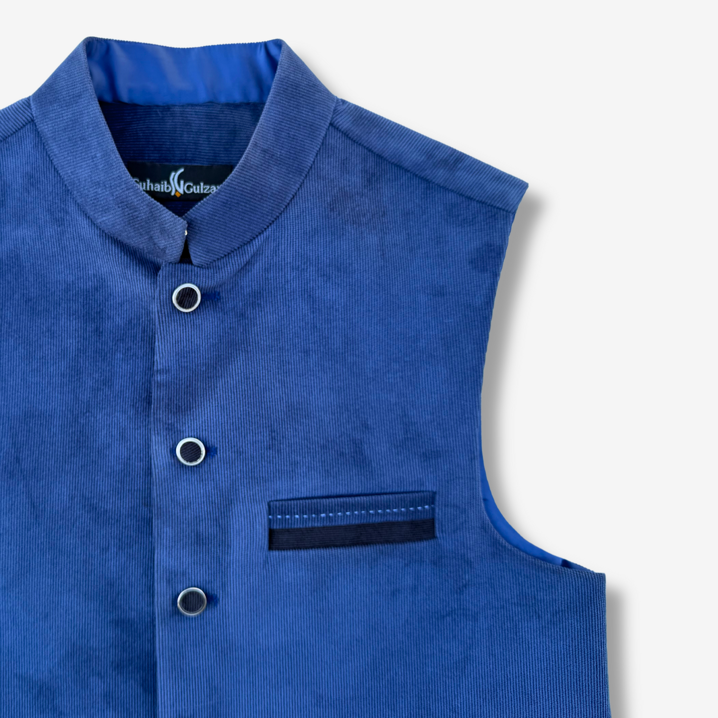 Men's Sapphire Blue Corduroy Waistcoat - 224010