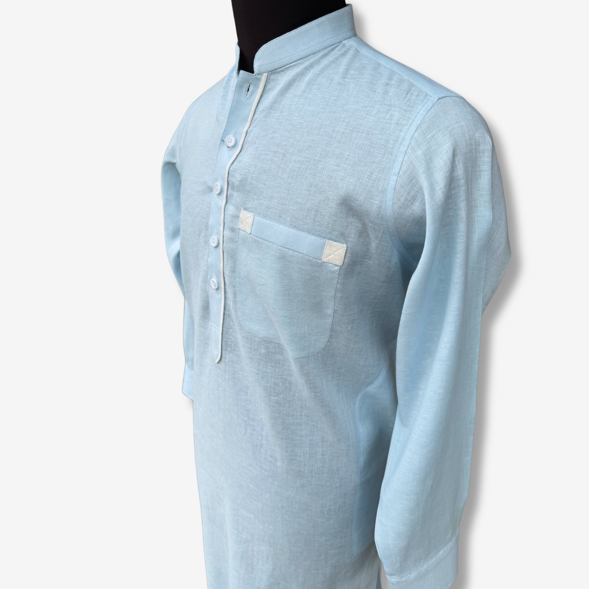 Men's Sky Blue Irish Cotton Shalwar Kameez - 111002