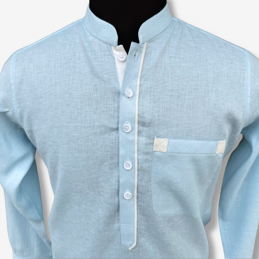 Men's Sky Blue Irish Cotton Shalwar Kameez - 111002
