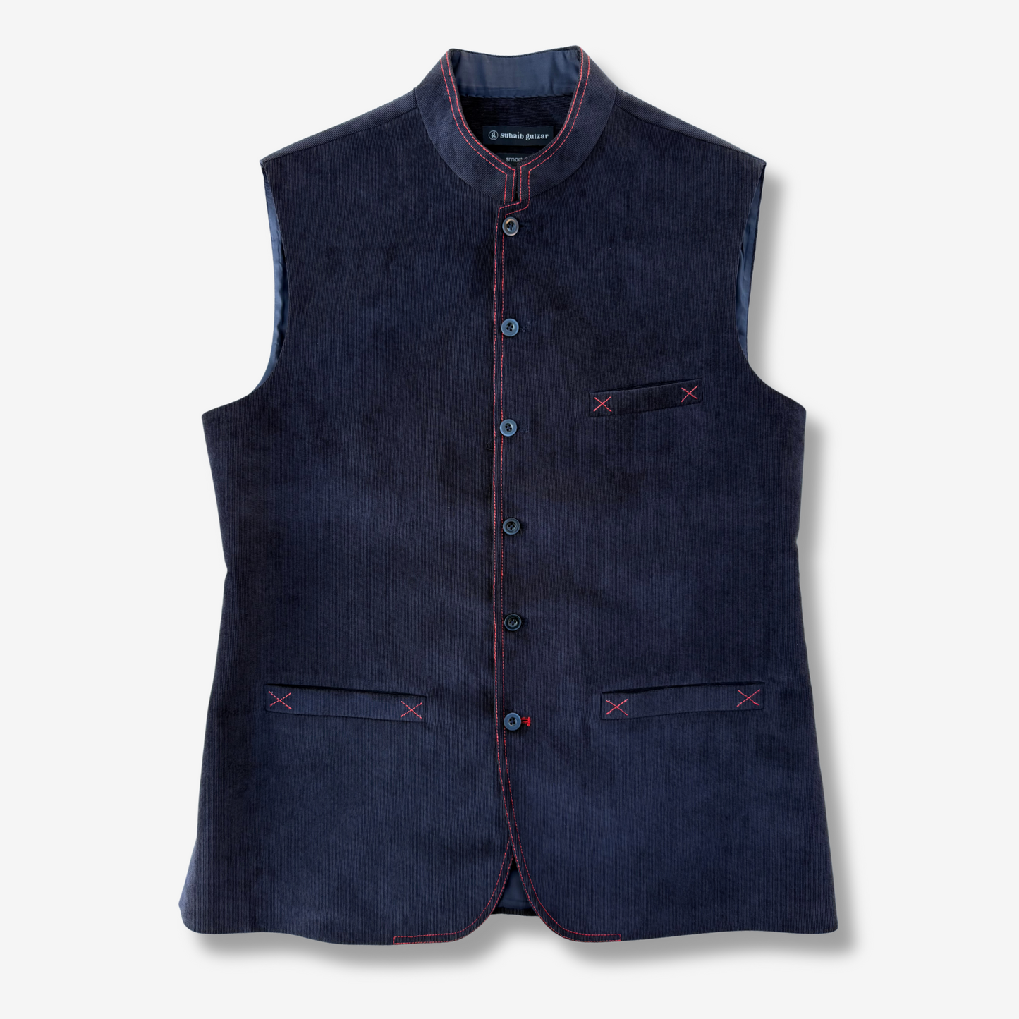 Men's Space Blue Corduroy Waistcoat - 224008