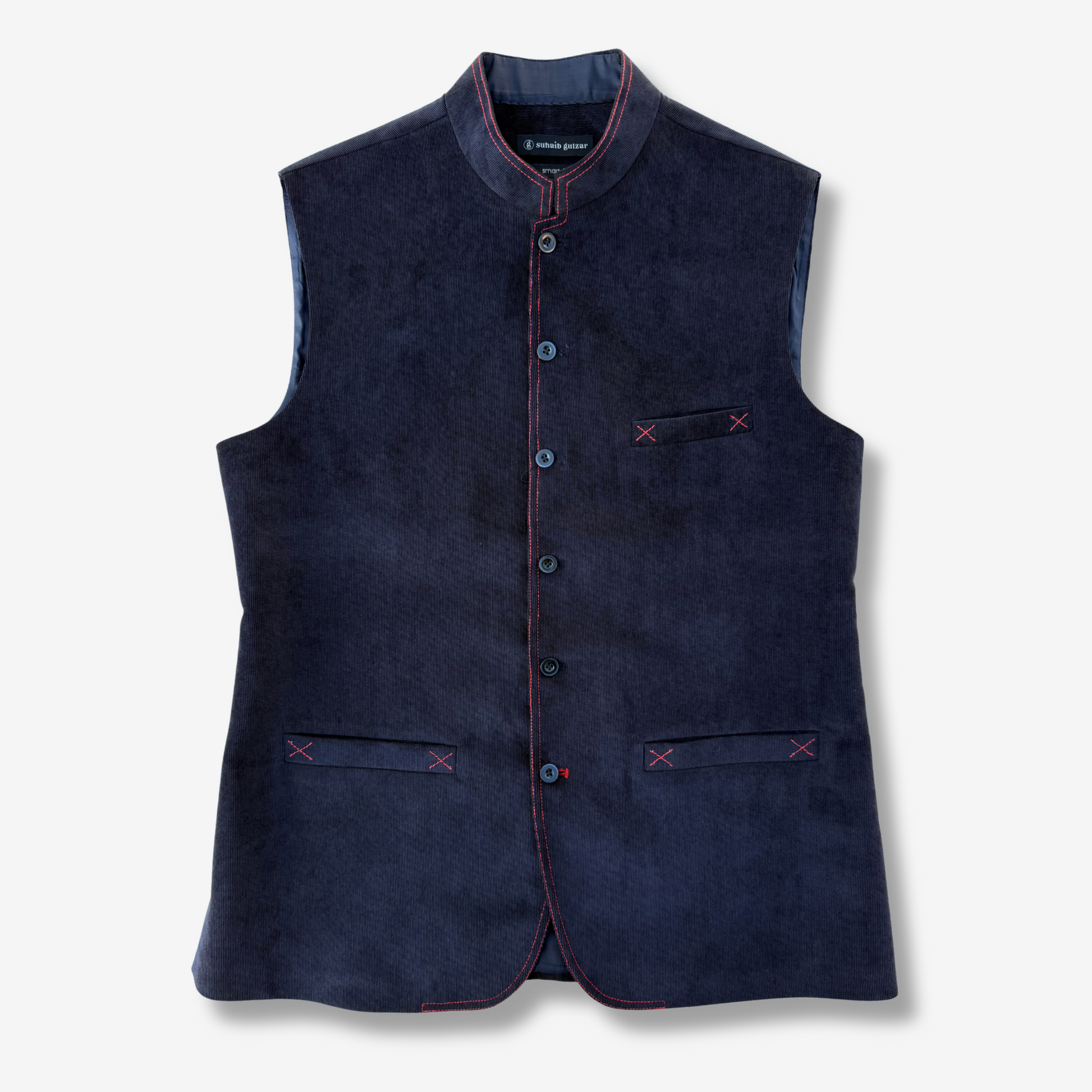 Men's Space Blue Corduroy Waistcoat - 224008