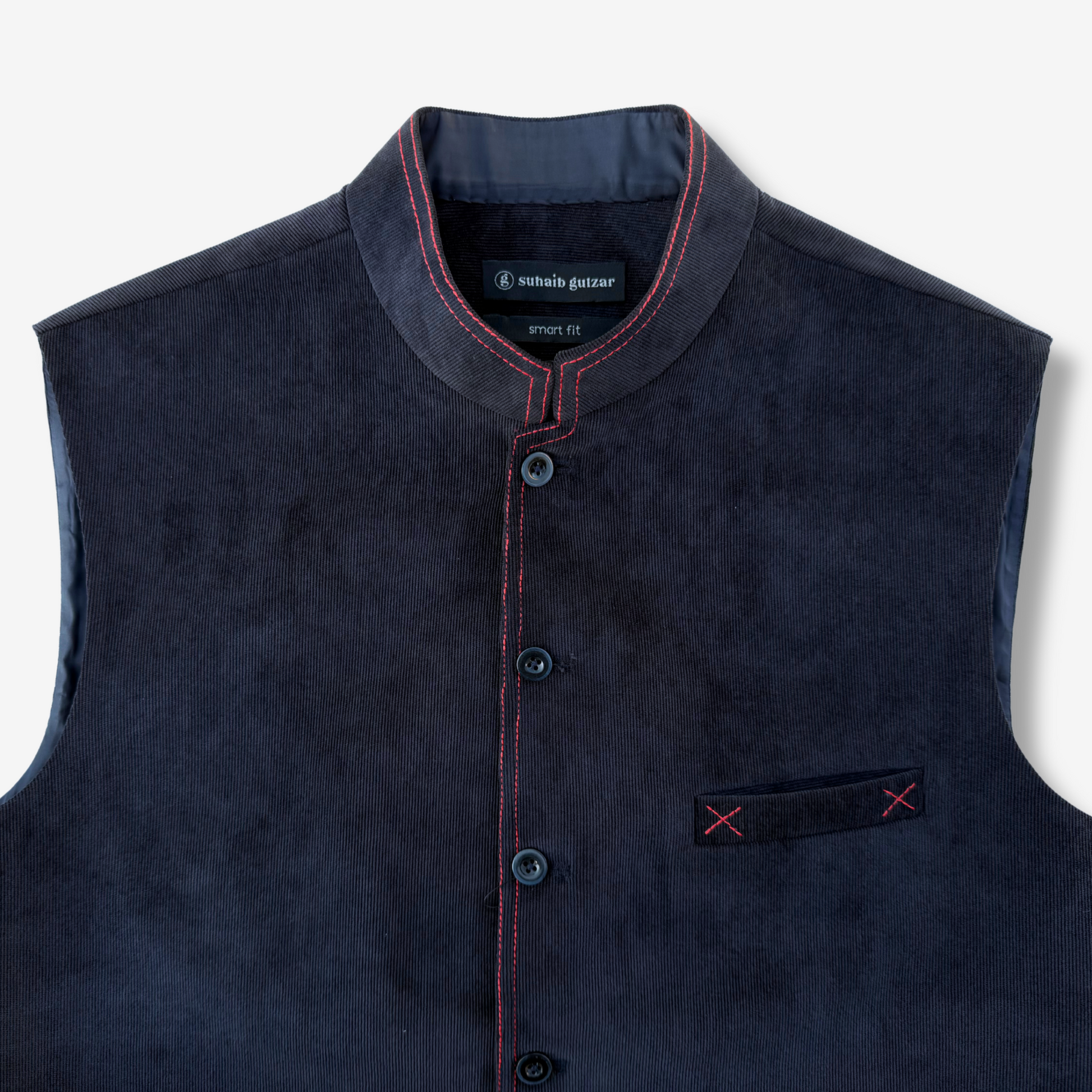 Men's Space Blue Corduroy Waistcoat - 224008