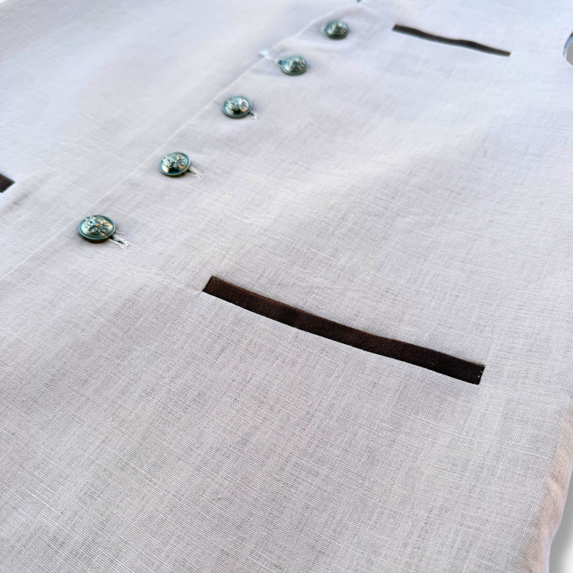 Men's Swan Pink Linen Waistcoat - 225005