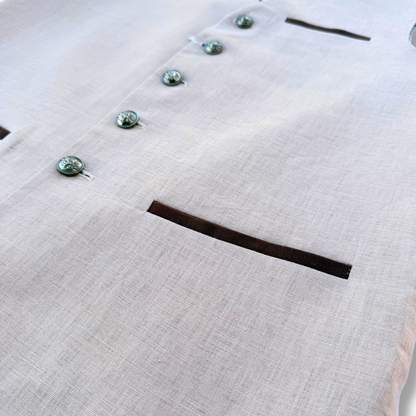 Men's Swan Pink Linen Waistcoat - 225005