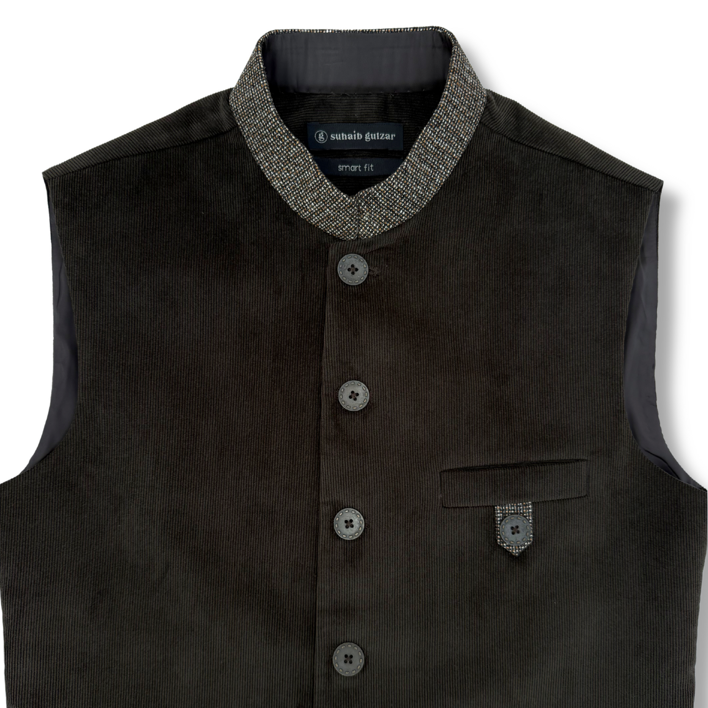Men's Taupe Brown Corduroy Waistcoat - 224007