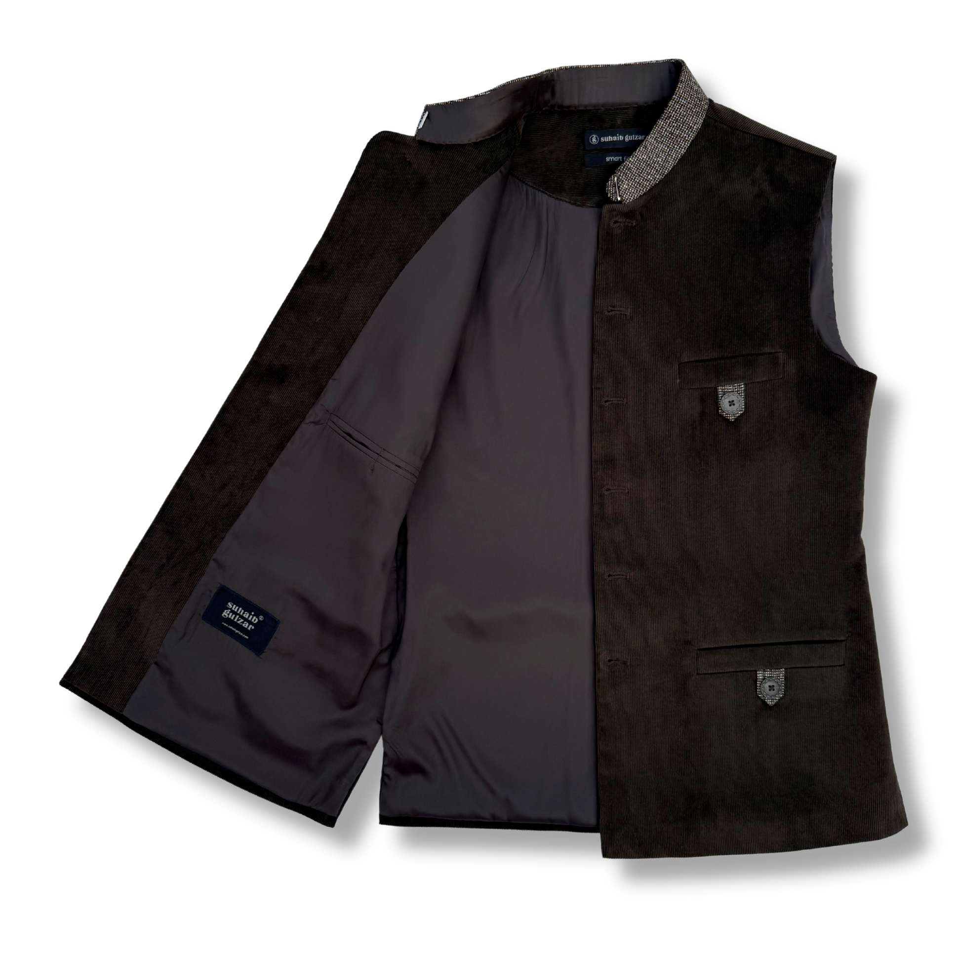 Men's Taupe Brown Corduroy Waistcoat - 224007