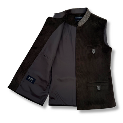 Men's Taupe Brown Corduroy Waistcoat - 224007