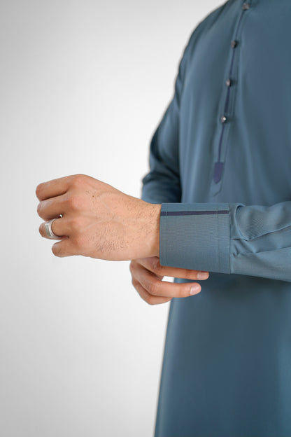 Men's W&W Blend Dusty Blue Shalwar Kameez - 112012