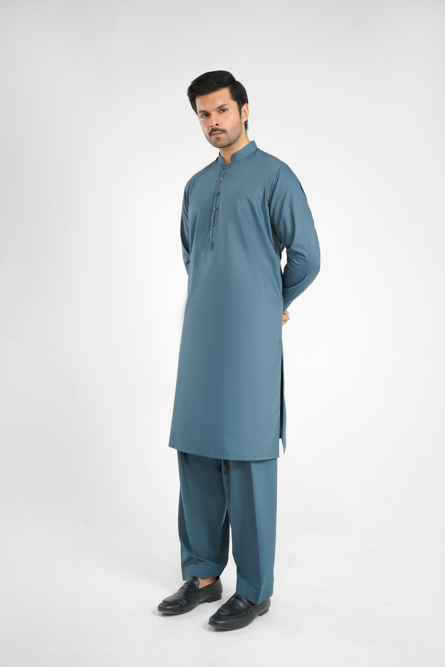 Men's W&W Blend Dusty Blue Shalwar Kameez - 112012