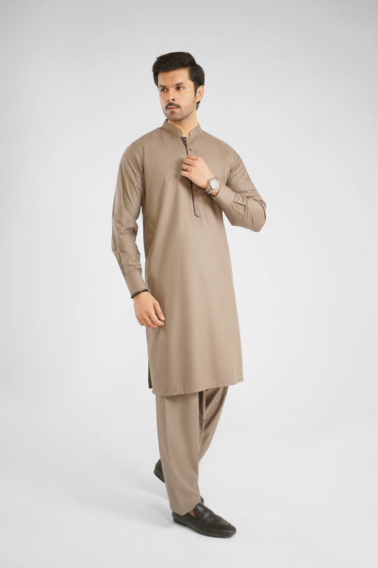 Men's W&W Blend Light Taupe Shalwar Kameez - 112011