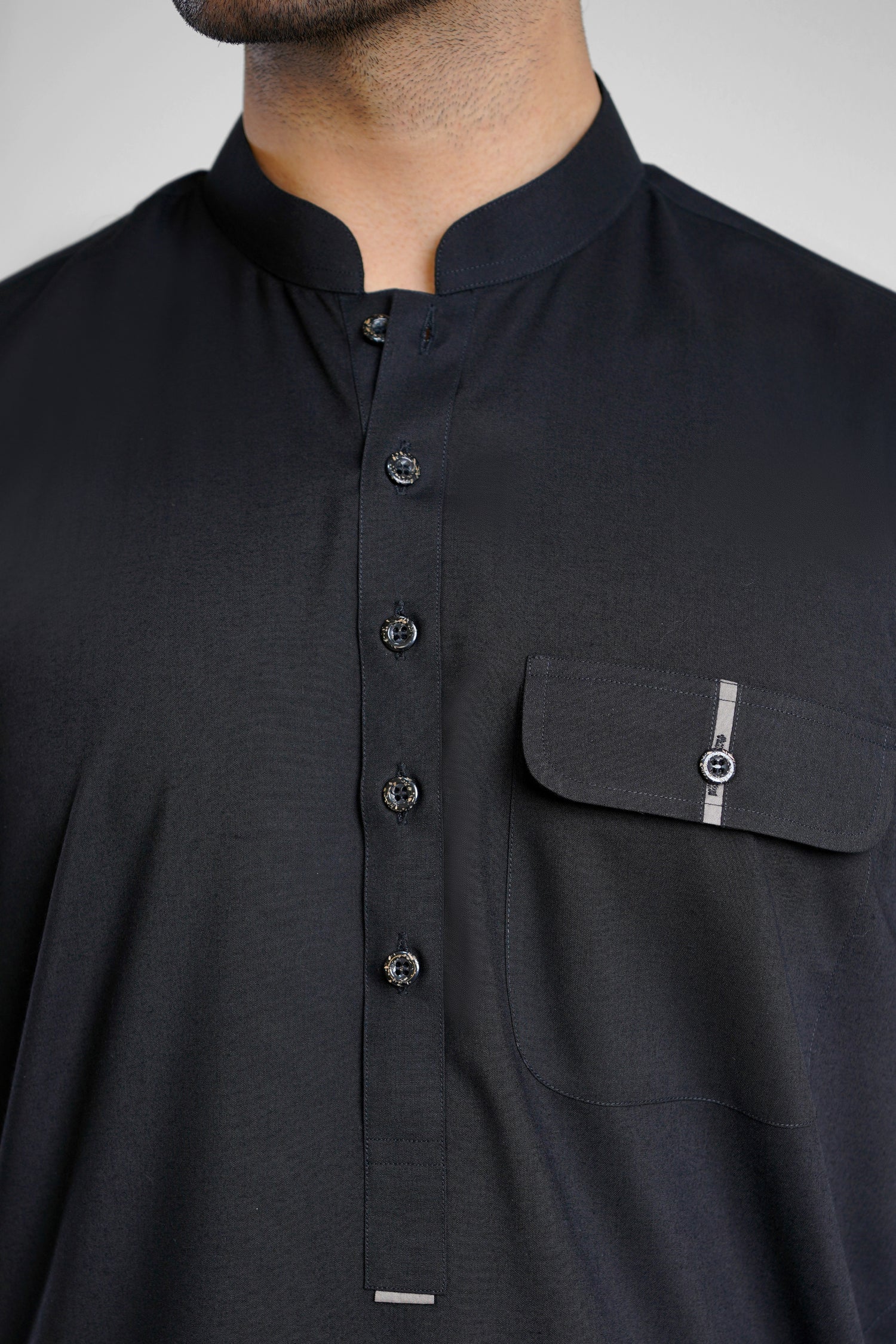 Men's W&W Blend Midnight Black Shalwar Kameez - 112009