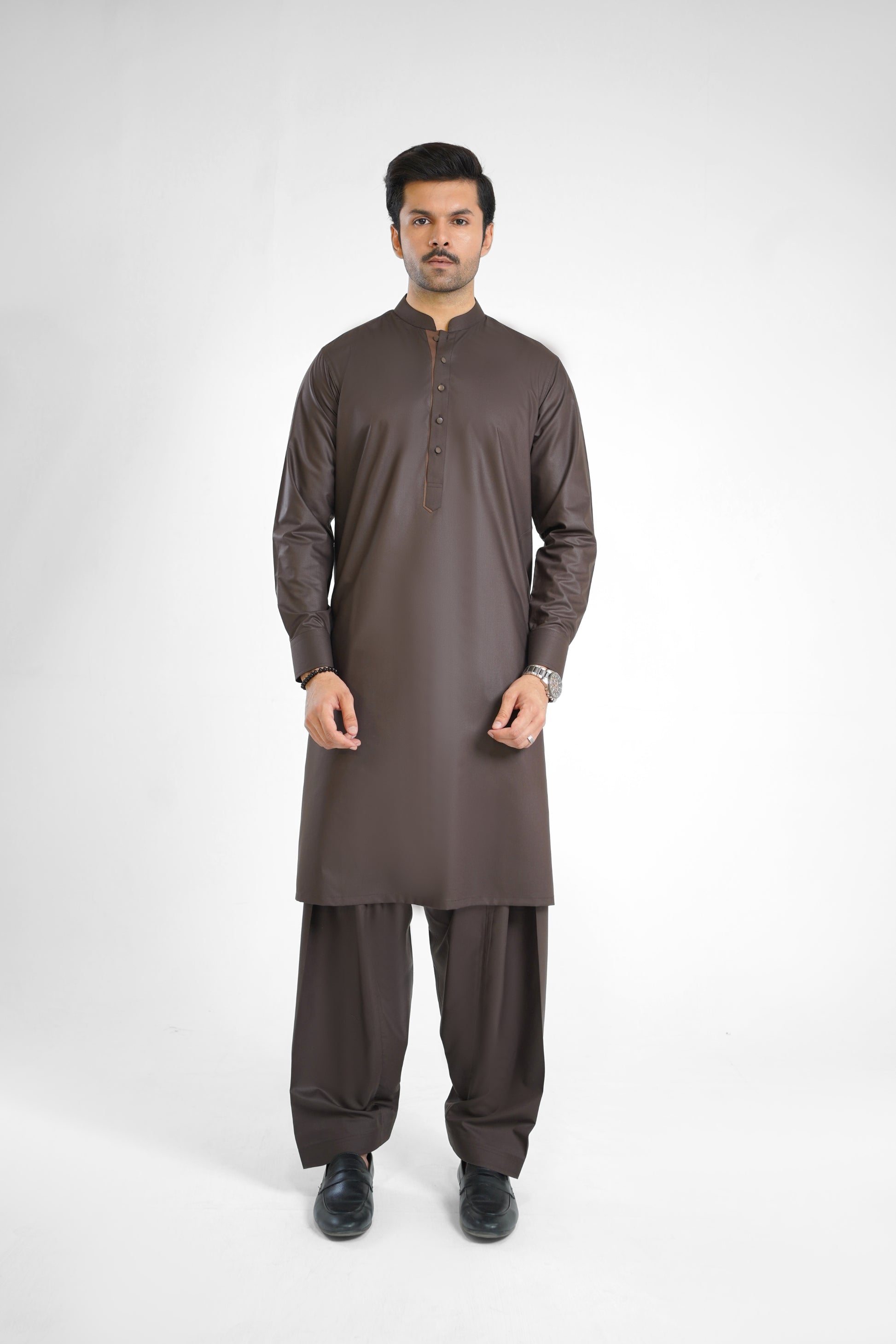 Men's W&W Blend Mocha Brown Shalwar Kameez - 112017
