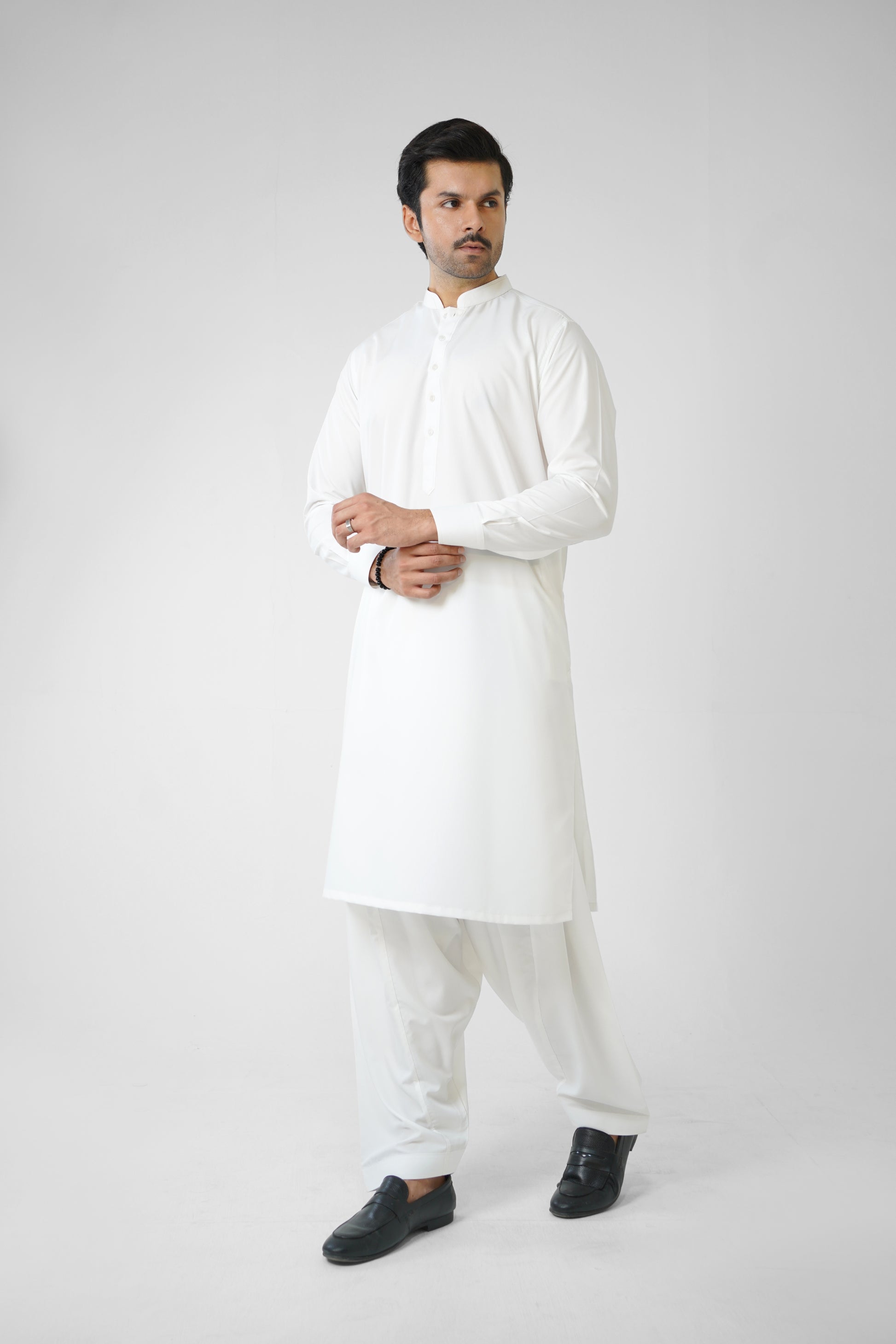 Men's W&W Blend Pearl White Shalwar Kameez - 112015