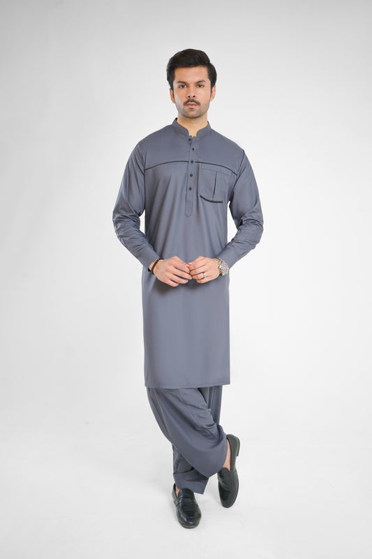 Men's W&W Blend Slate Gray Shalwar Kameez - 112013