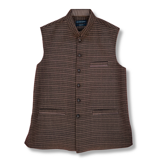Men's Walnut Brown Wool Touch Waistcoat - 226001