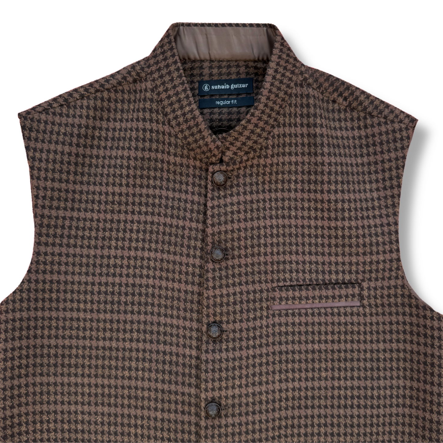 Men's Walnut Brown Wool Touch Waistcoat - 226001