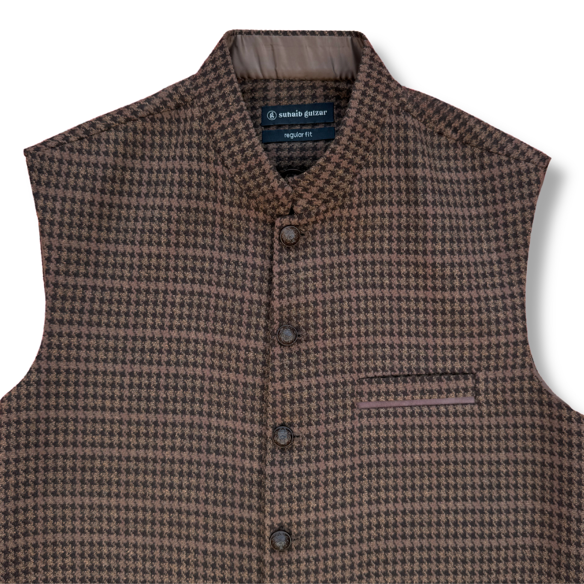 Men's Walnut Brown Wool Touch Waistcoat - 226001
