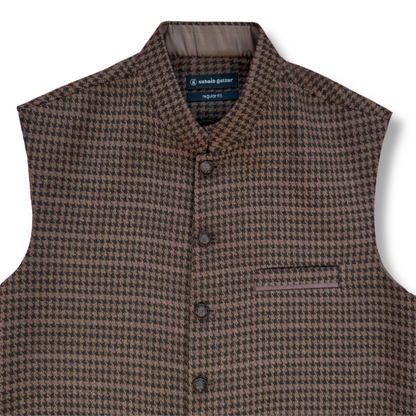 Men's Walnut Brown Wool Touch Waistcoat - 226001