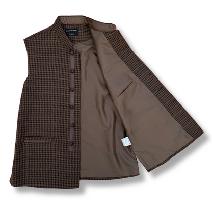 Men's Walnut Brown Wool Touch Waistcoat - 226001
