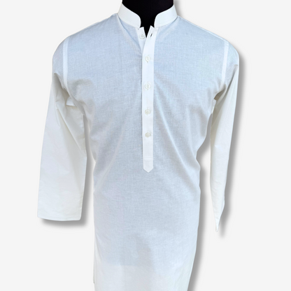 Men's White Cotton Shalwar Kameez - 111019