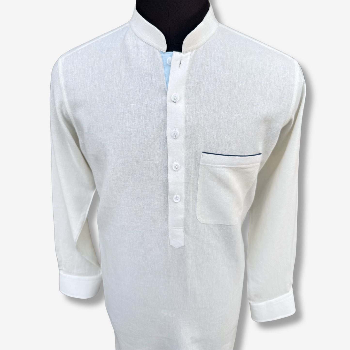 Men's White Irish Cotton Shalwar Kameez - 111008