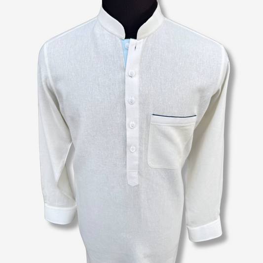 Men's White Irish Cotton Shalwar Kameez - 111008