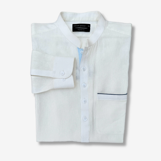 Men's White Irish Cotton Shalwar Kameez - 111008