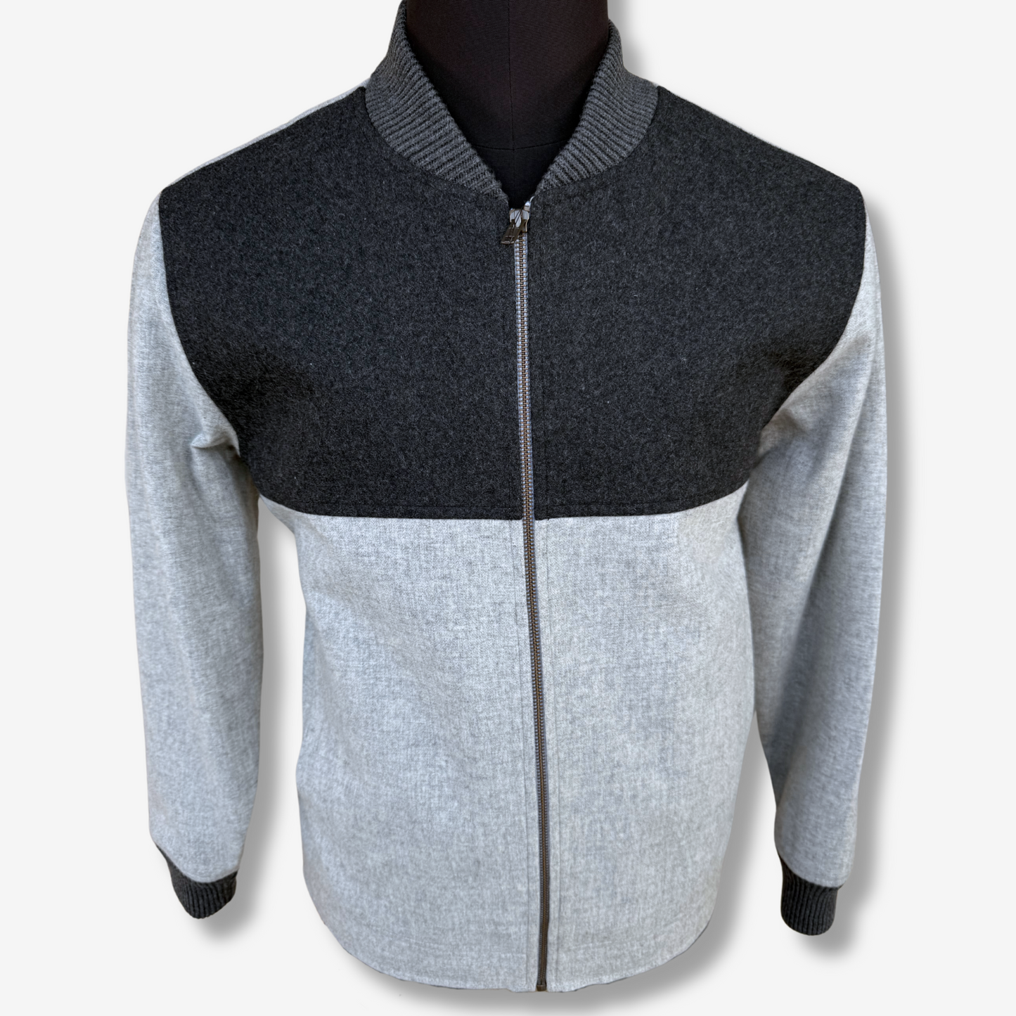Men's Woollen Black Gray Bomber Jacket - 331001