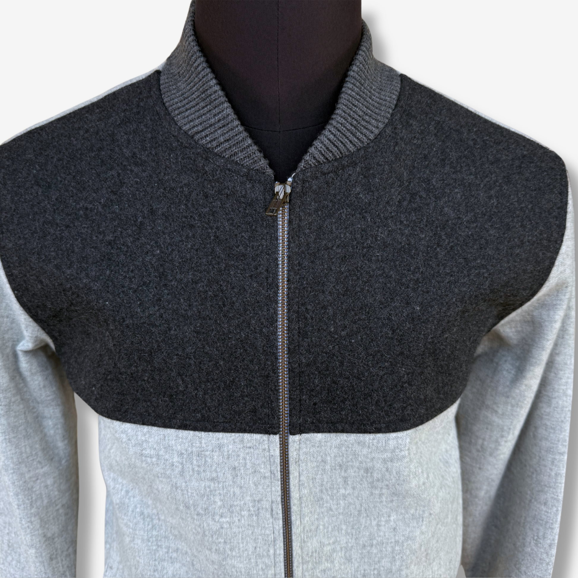 Men's Woollen Black Gray Bomber Jacket - 331001