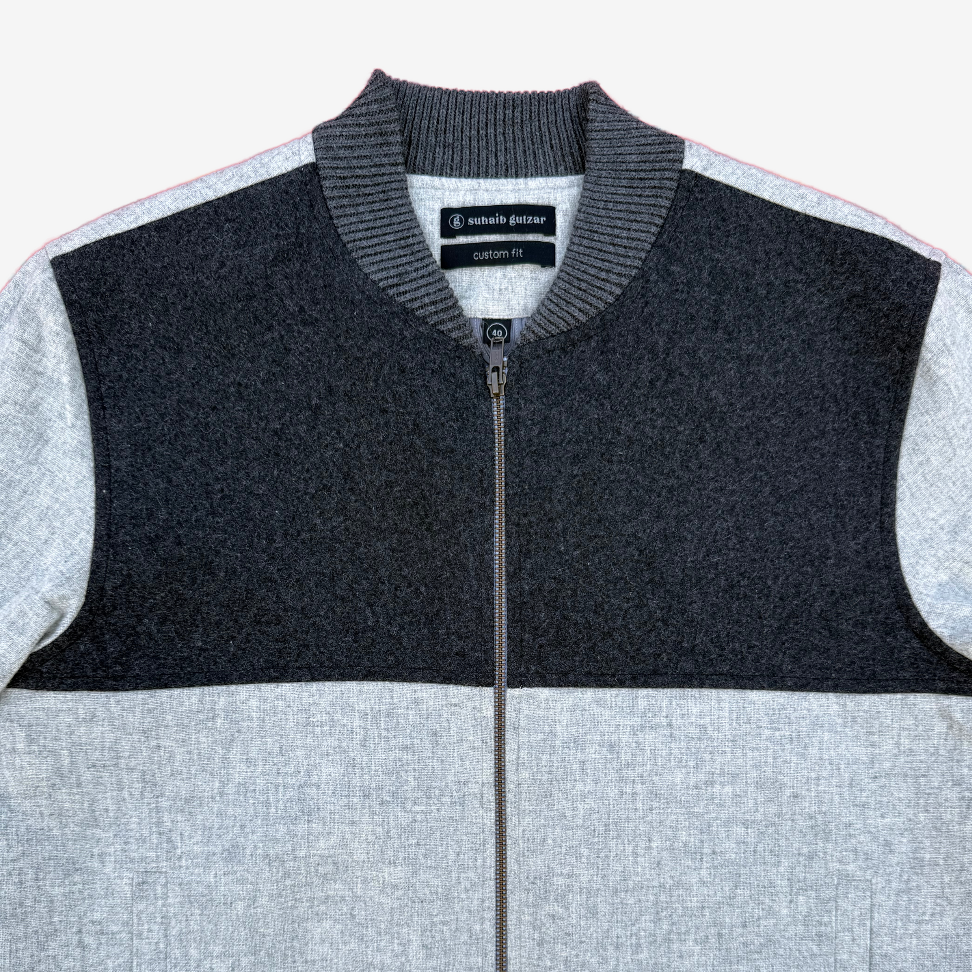Men's Woollen Black Gray Bomber Jacket - 331001