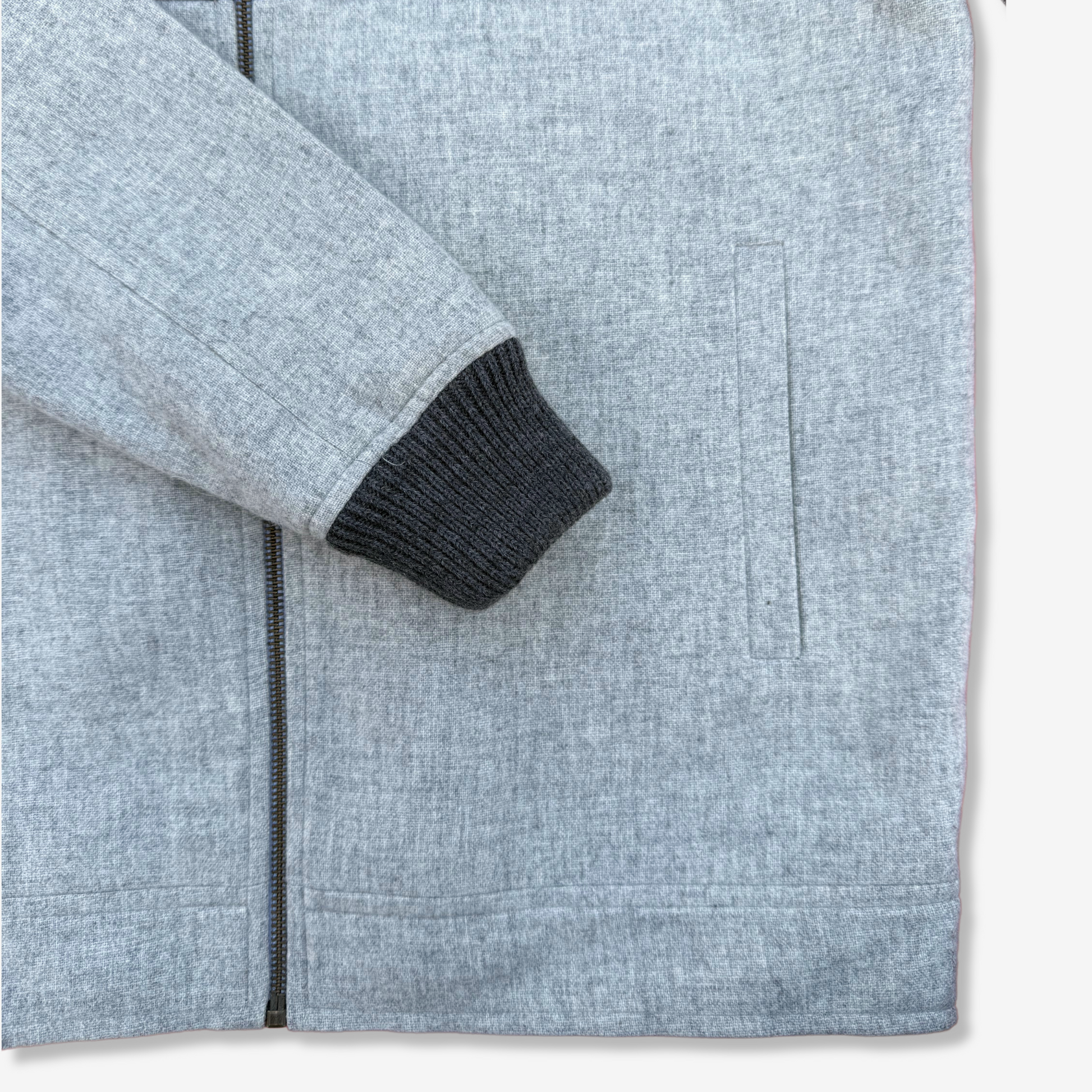 Men's Woollen Black Gray Bomber Jacket - 331001