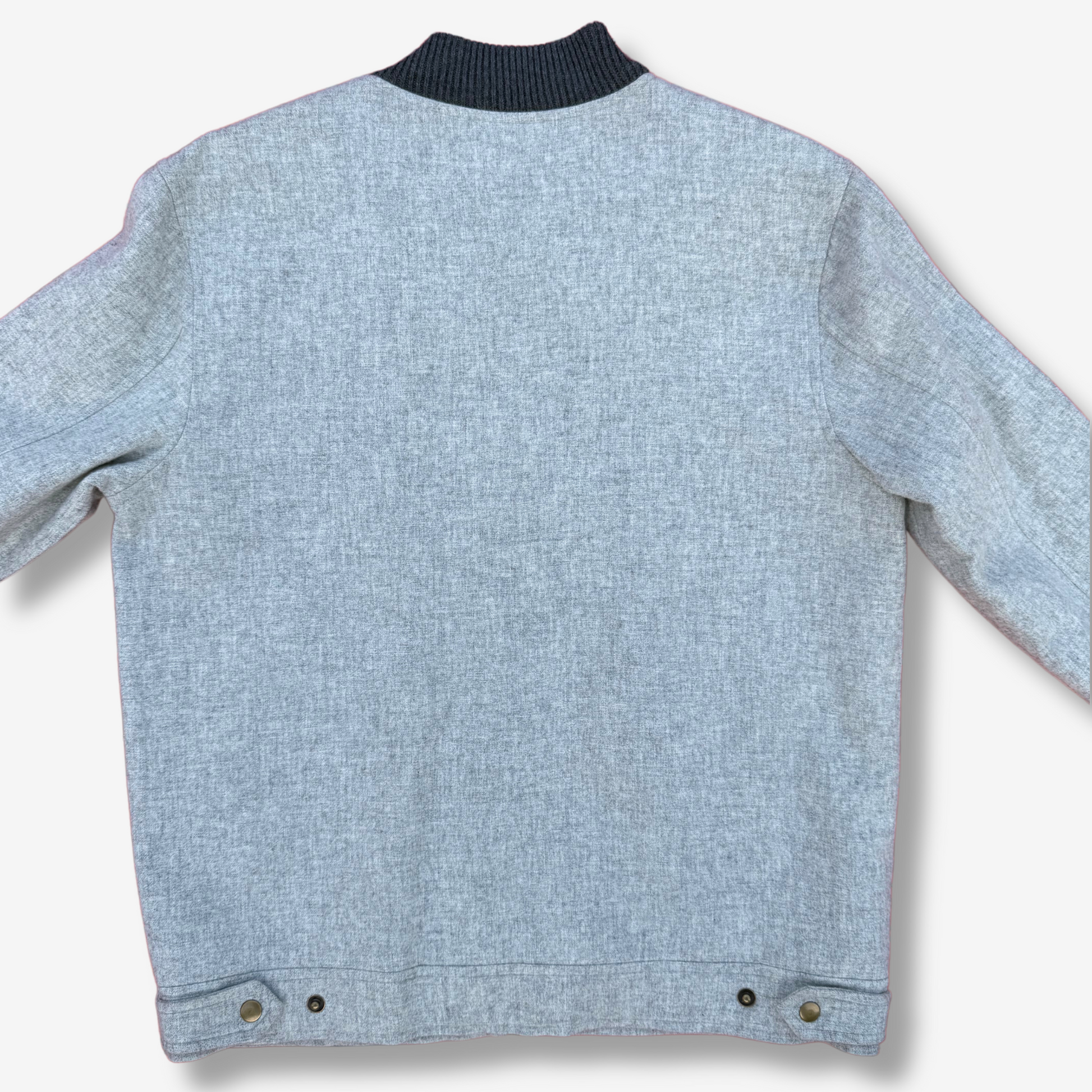 Men's Woollen Black Gray Bomber Jacket - 331001