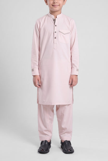 Boys' Blush Pink Cotton Shalwar Kameez - 221007 – front