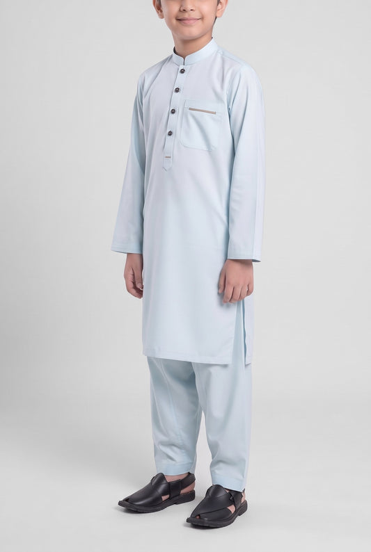 Boys' Ice Mint Cotton Shalwar Kameez - 221008 – three-quarter