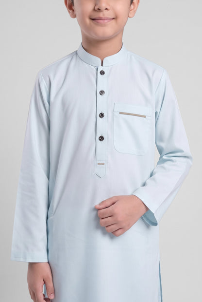 Boys' Ice Mint Cotton Shalwar Kameez - 221008 – placket detail