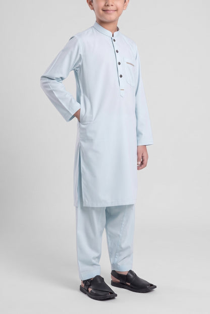 Boys' Ice Mint Cotton Shalwar Kameez - 221008 – side-pocket pose