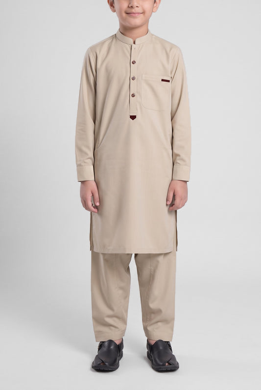 Boys' Desert Sand Cotton Shalwar Kameez - 221009 – front