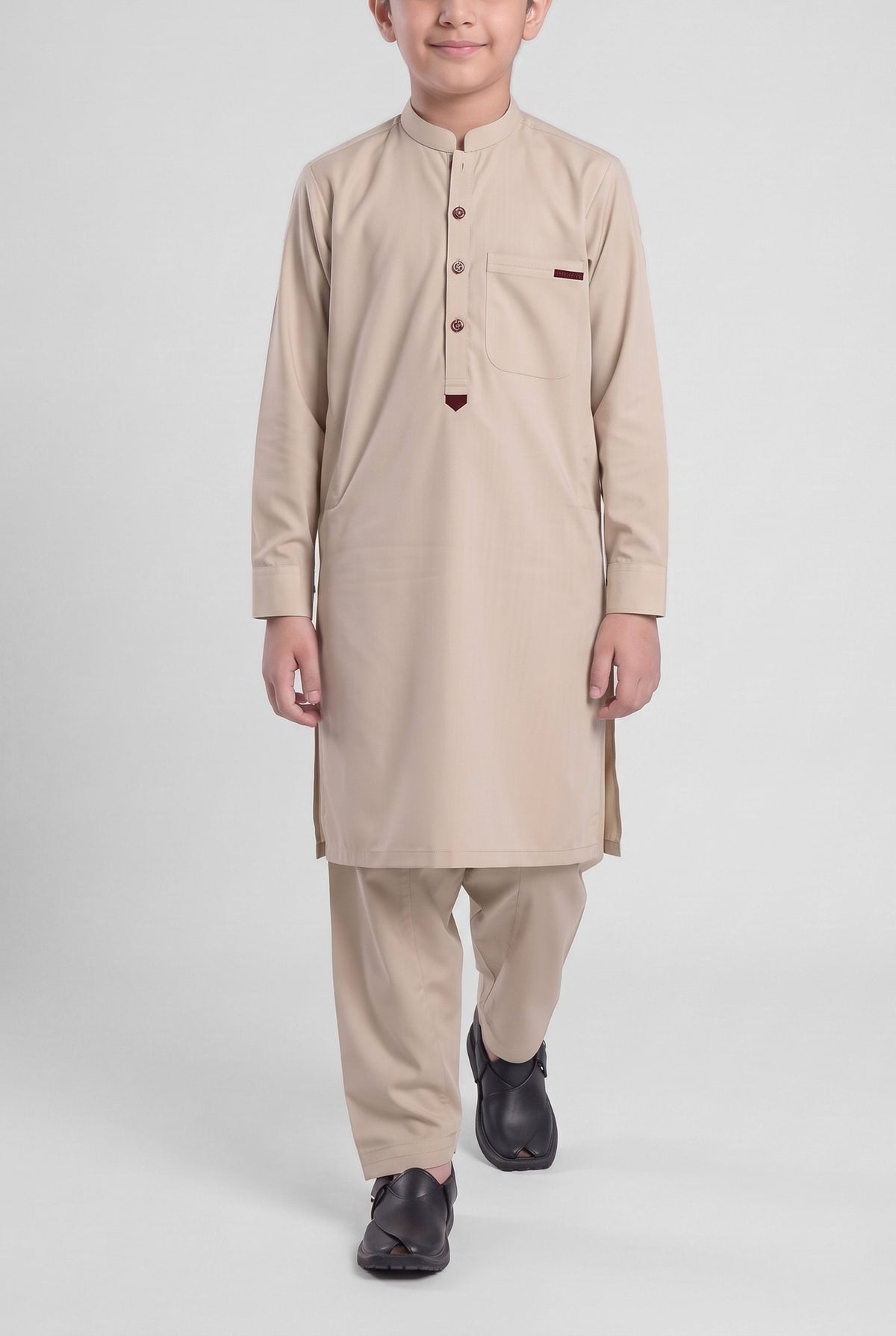 Boys' Desert Sand Cotton Shalwar Kameez - 221009 – walking