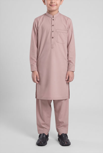Boys' Tea Pink Cotton Shalwar Kameez - 221010 – front