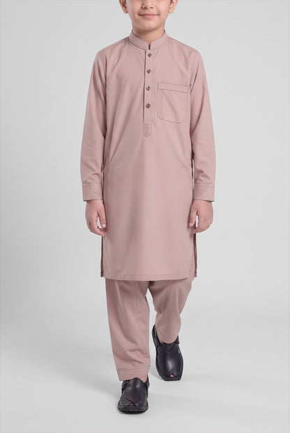 Boys' Tea Pink Cotton Shalwar Kameez - 221010 – walking