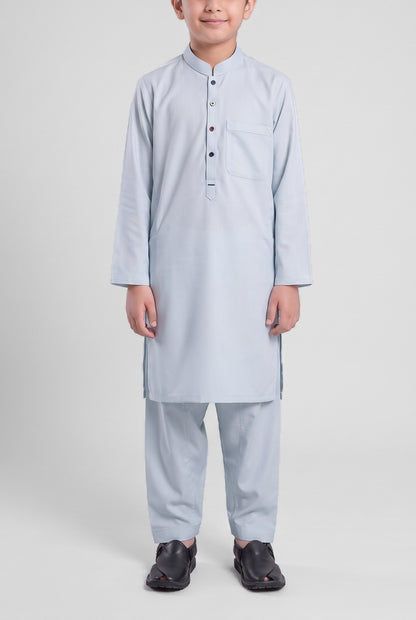 Boys' Sage Blue Oxford Cotton Shalwar Kameez - 221013 – front