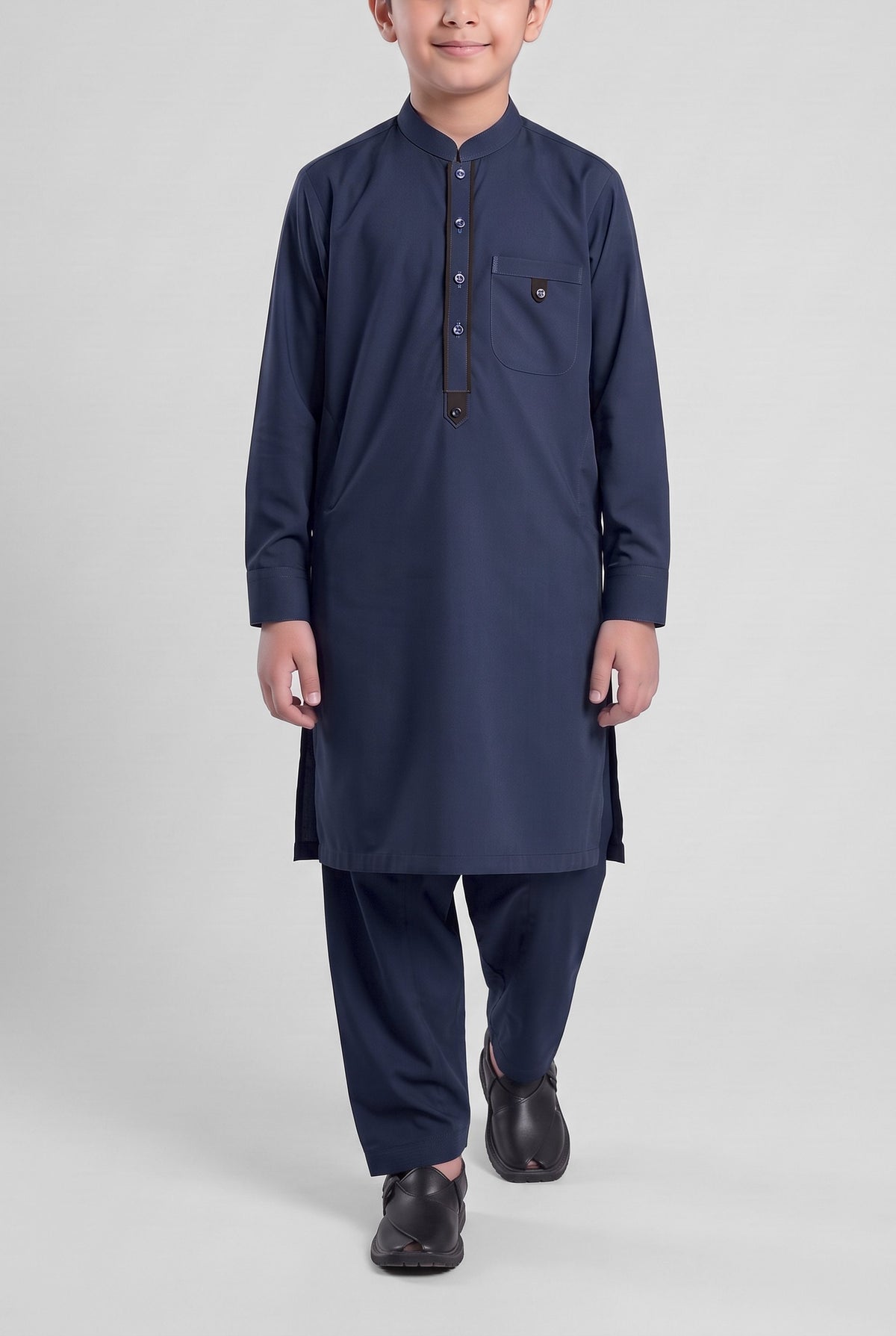 Boys' Classic Navy Cotton Shalwar Kameez - 221018 – walking