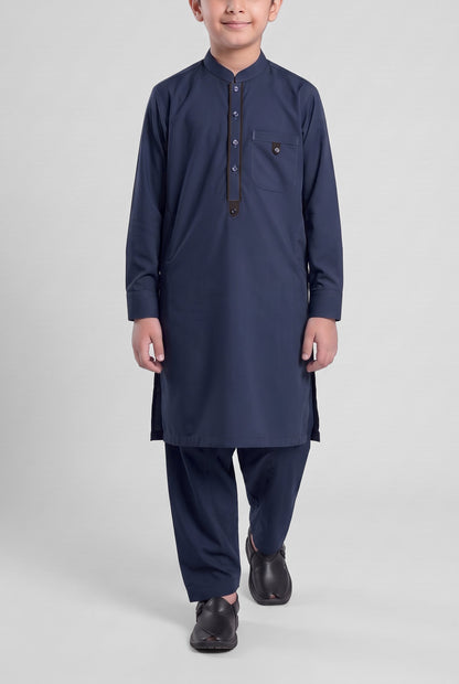Boys' Classic Navy Cotton Shalwar Kameez - 221018 – walking