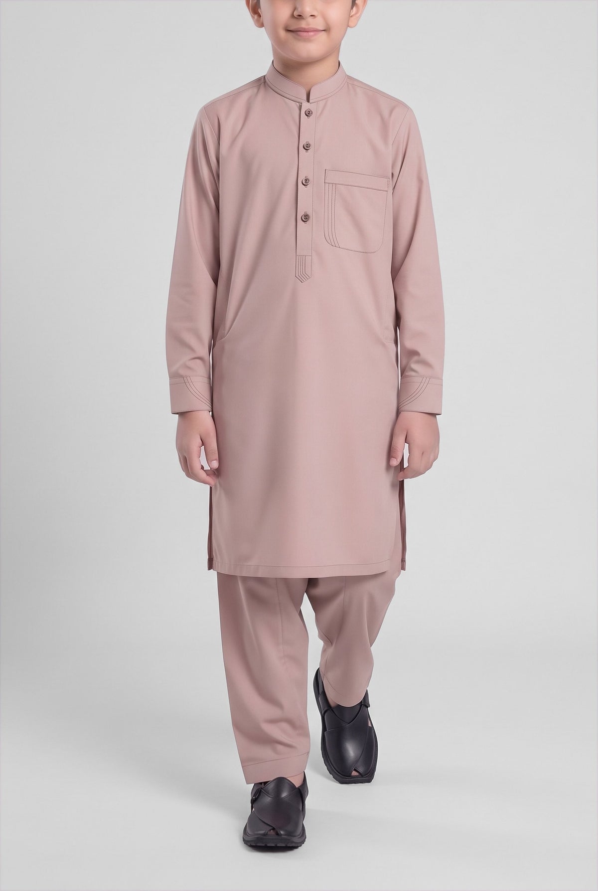 Boys' Tea Pink Cotton Shalwar Kameez - 221023 – walking